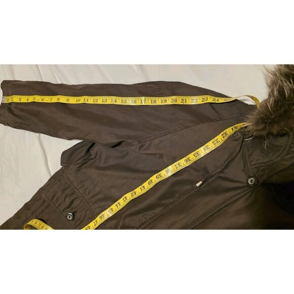 LONDON FOG Hooded Parka Jacket Womens Size Medium Brown Cottagecore Cabincore - Picture 7 of 12